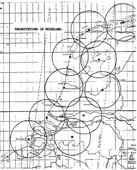 Het bereik van de Duitse radarstations in Nederland
