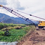 Removal of water hyacinth from one of the main canals of the RUT Irrigation District