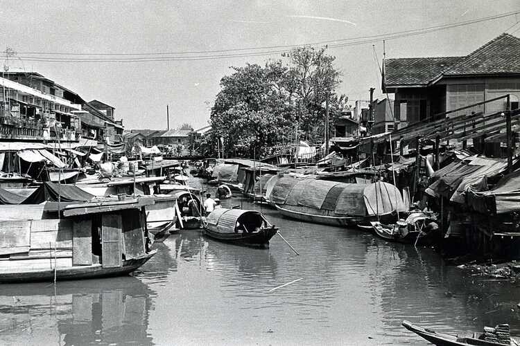 Traffic jam at one of the canals in Bangkok