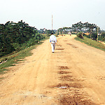 Road on one of the dikes along the Red River near Hanoi