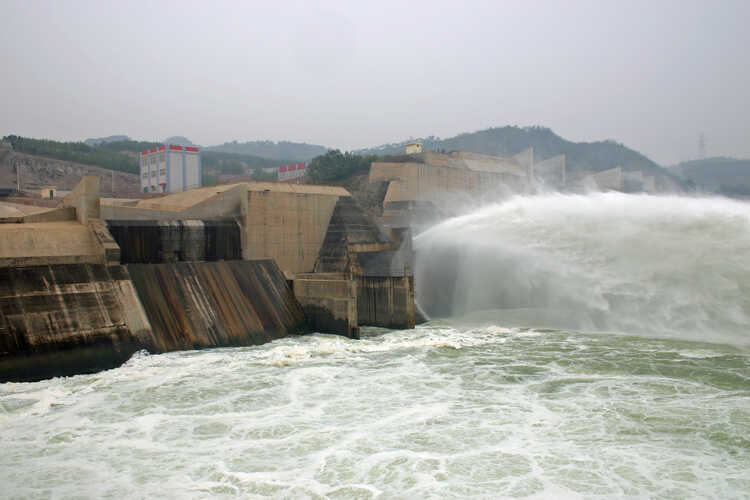 Xiaolangdi Dam in the Yellow River.