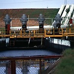 One of the pumping stations of Bachequero polder with oil pollution.