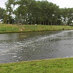 Limes bellenscherm schuin over het kanaal