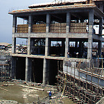 One of the four pumping stations in the western dike around Dhaka under construction.