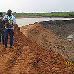 Dam under construction in a creek