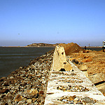 Dike of the Taegye do polder under construction