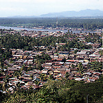 Cotabato City with the Rio Grande de Mindenao River and the mountains in the background