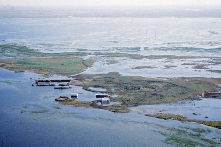 Flooded area along the Caspian Sea