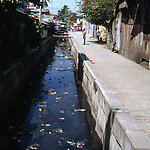 Urban drainage canal with pollution